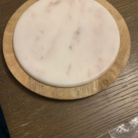 Cheese Board - Wood and Corian(or marble)? 9 3/4” D to Wood. Weighs 3 1/2 lbs - Picture 1 of 4